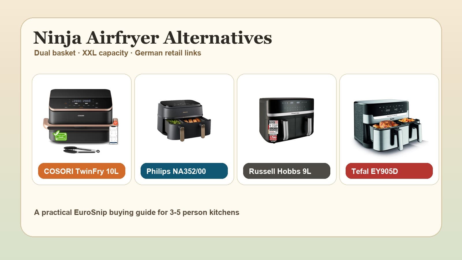 Ninja Airfryer Alternativen: Wie viel günstiger müssen Cosori, Philips, Russell Hobbs und Tefal sein?