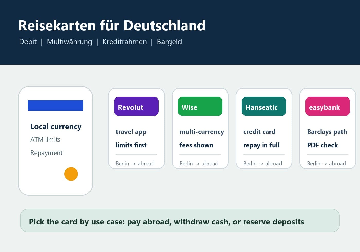 Reisekarten für Deutschland: Revolut, Wise, Hanseatic oder easybank/Barclays?