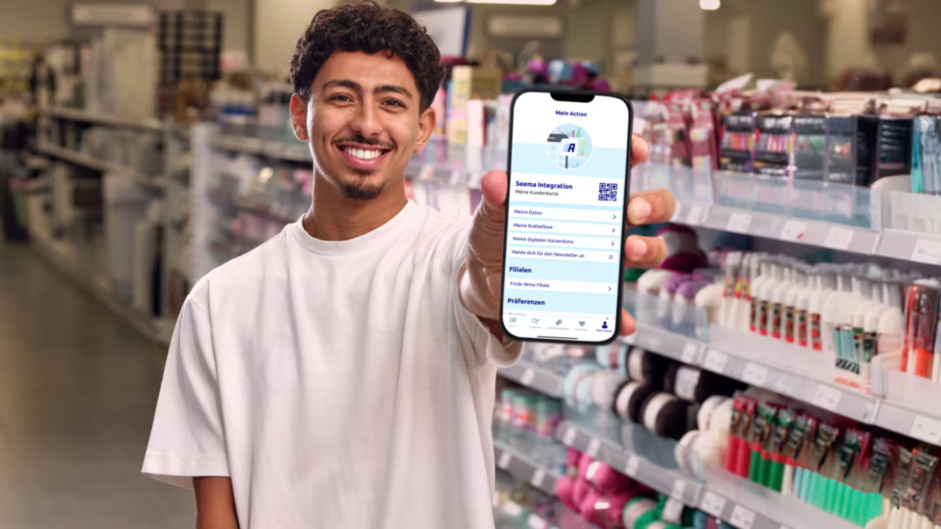 Action-App im Zusammenhang mit einem Filialbesuch