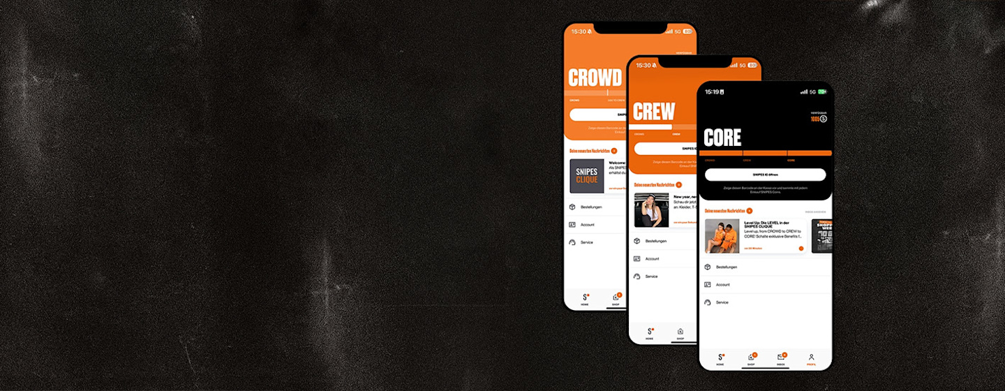 CROWD CREW und CORE in der SNIPES CLIQUE App