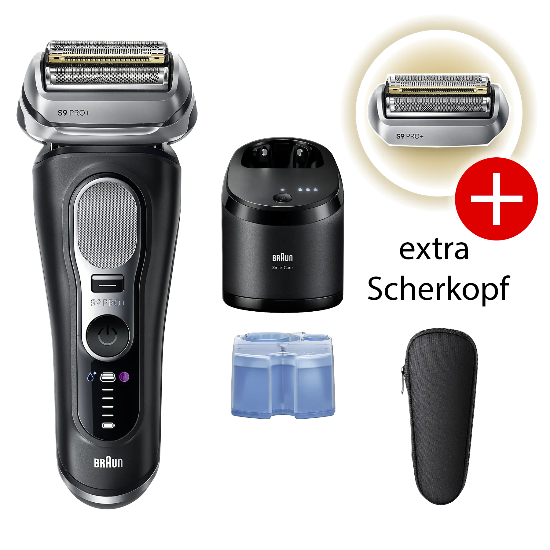 Braun Series 9 Pro+ 9660ccps mit SmartCare Center und 96M Ersatz-Scherkopf