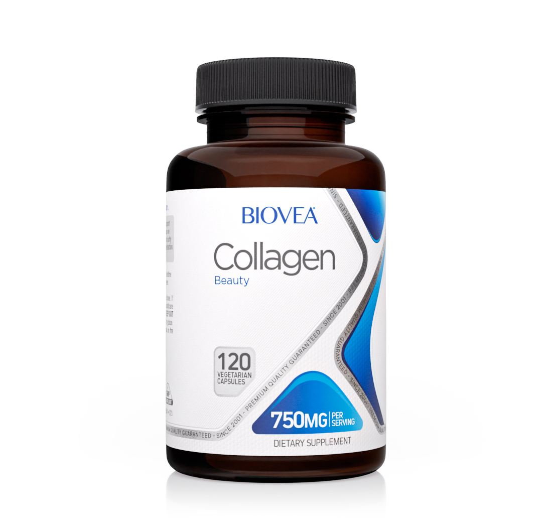 Offizielle Produktflasche Biovea Kollagen 750 mg mit 120 Kapseln