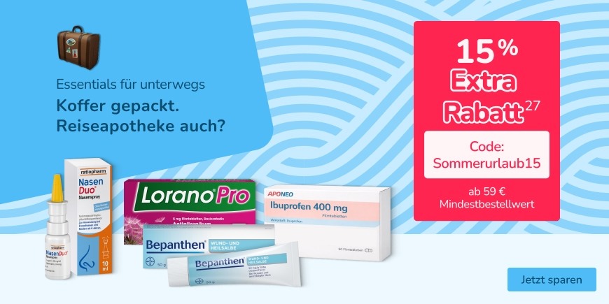 Aponeo 旅行常备用品优惠码:满 59 EUR 享 15% 折扣