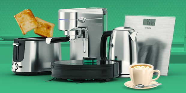 Siguro-Kaffeemaschine, Toaster, Wasserkocher, Saugroboter und Küchenwaage