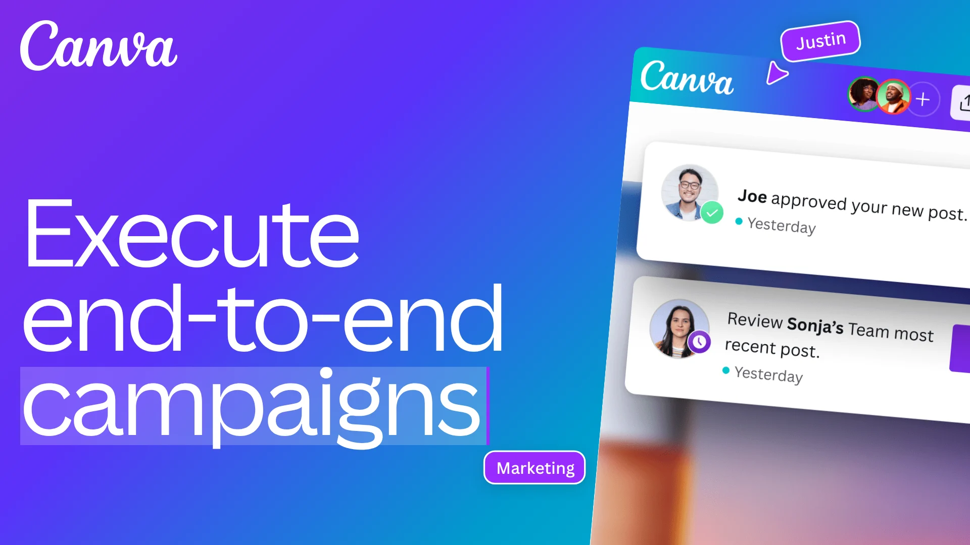Canva Business 营销活动与审批工作流示意