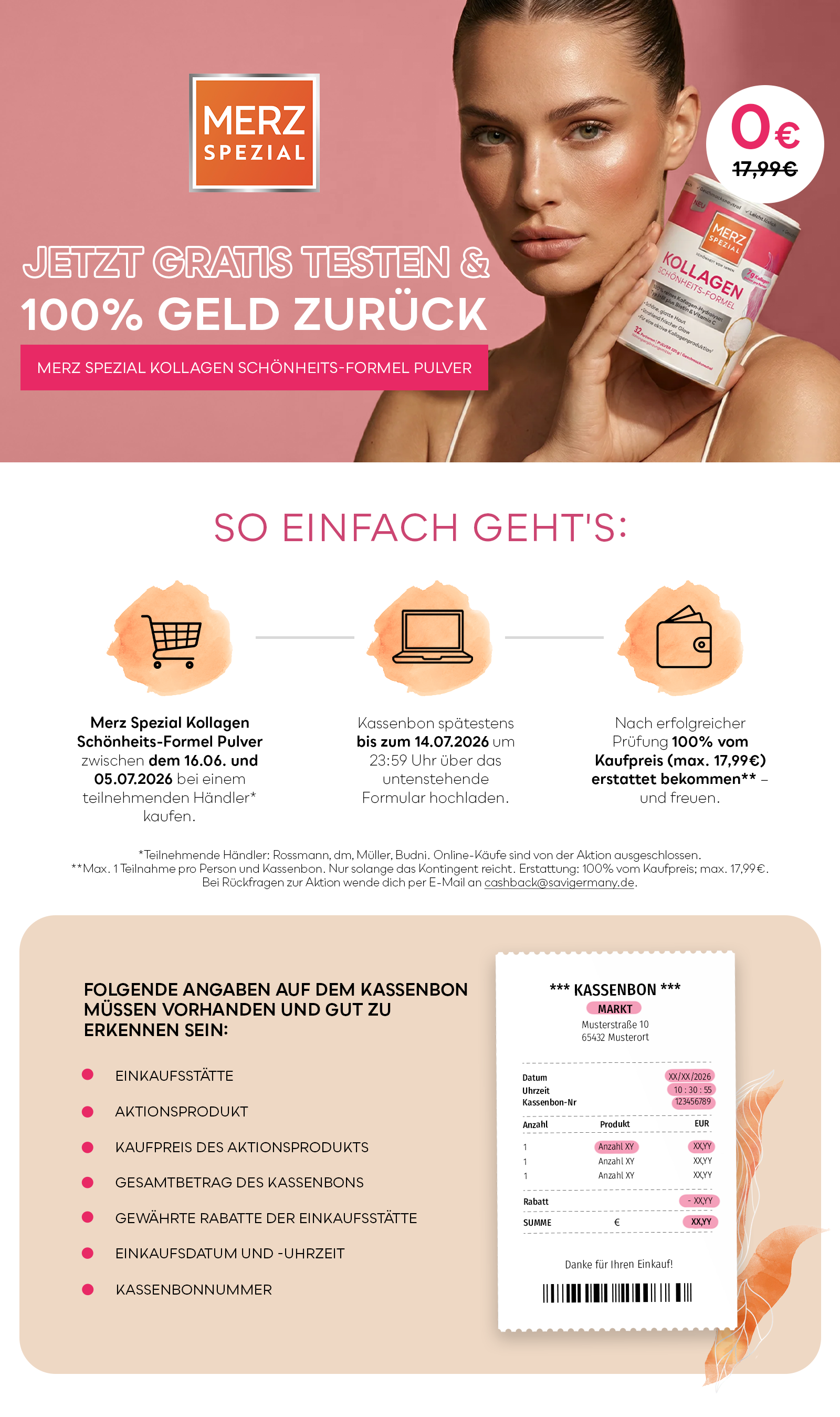 Merz Spezial Kollagenpulver gratis testen: bis 17,99 EUR zurueck