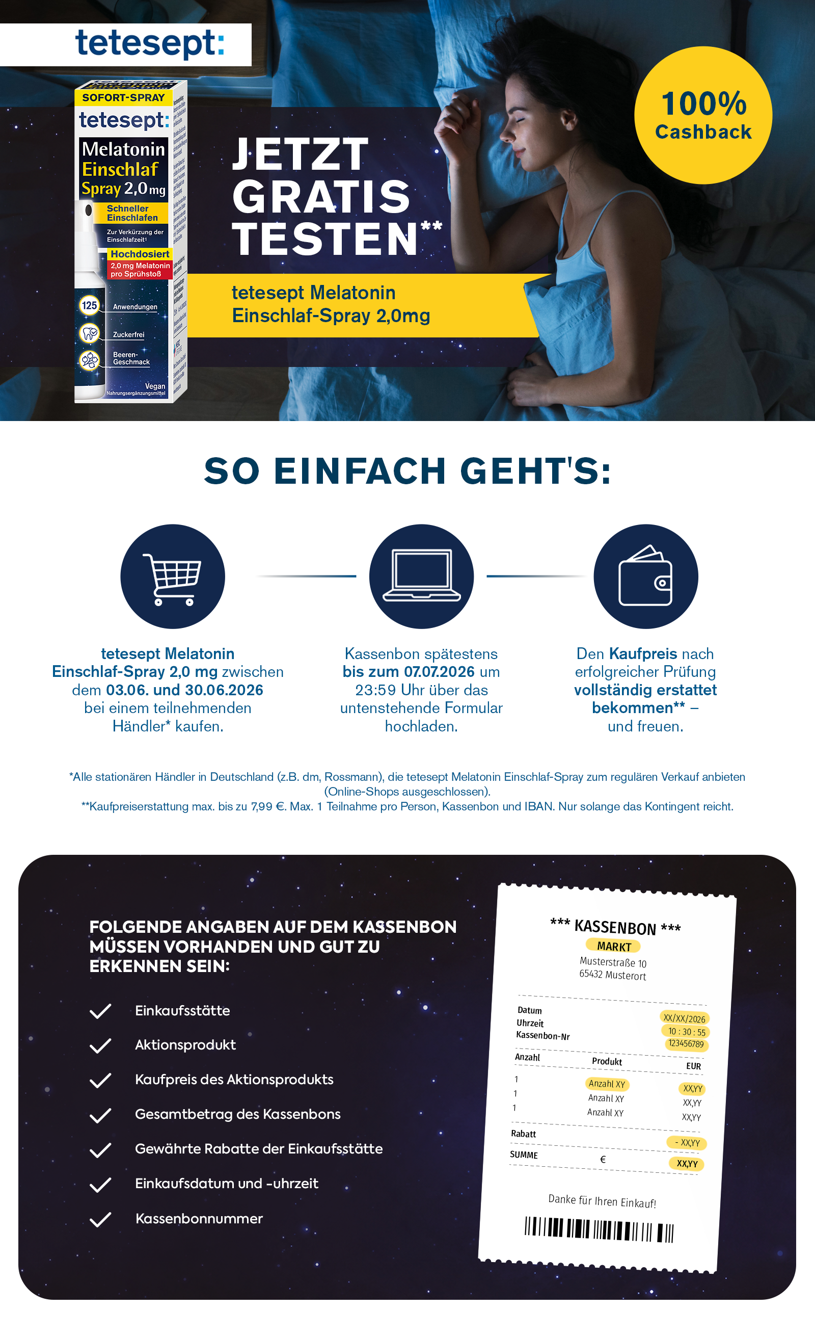 tetesept Melatonin Einschlaf-Spray Cashback Aktionsbild