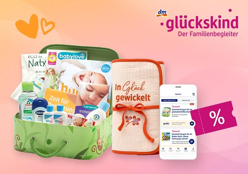 dm glückskind Familienprogramm mit Geschenkbox und App-Coupons