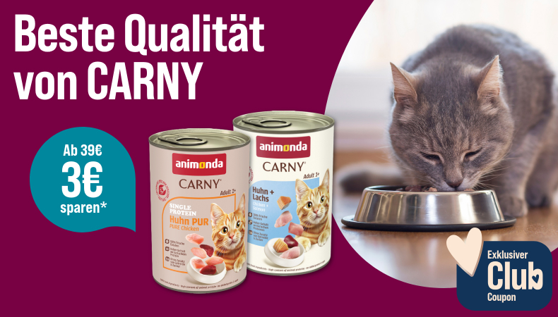 ZooRoyal Club-Coupon: 3 EUR Rabatt auf Carny Katzenfutter ab 39 EUR
