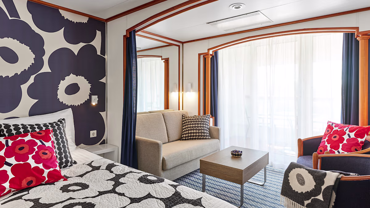 Offizielles Tallink-Foto einer Marimekko-Kabine auf der Silja Serenade