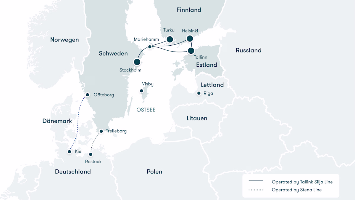 Offizielle Tallink-Karte zum Kombiticket ab Deutschland