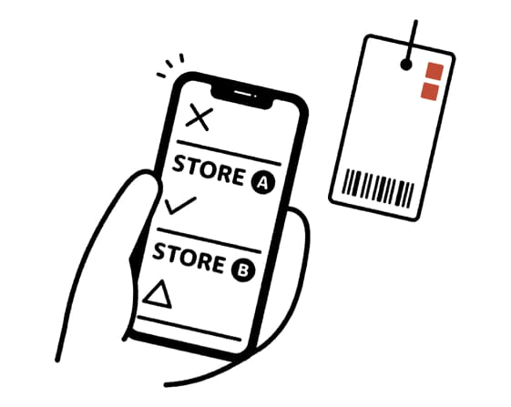 Offizielle Uniqlo App Illustration zur Bestandsprüfung in Stores