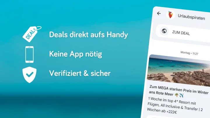 RCS Deal-Alarm von Urlaubspiraten auf einem Smartphone