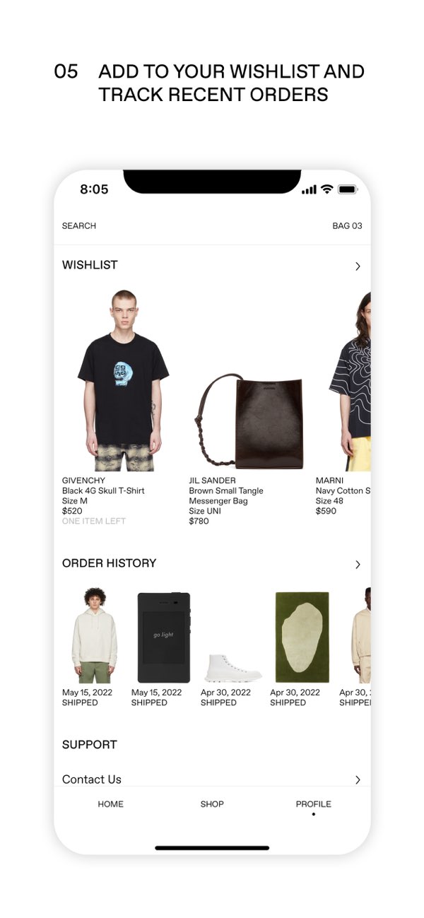 Offizielle SSENSE App mit Wunschliste und Bestellverlauf