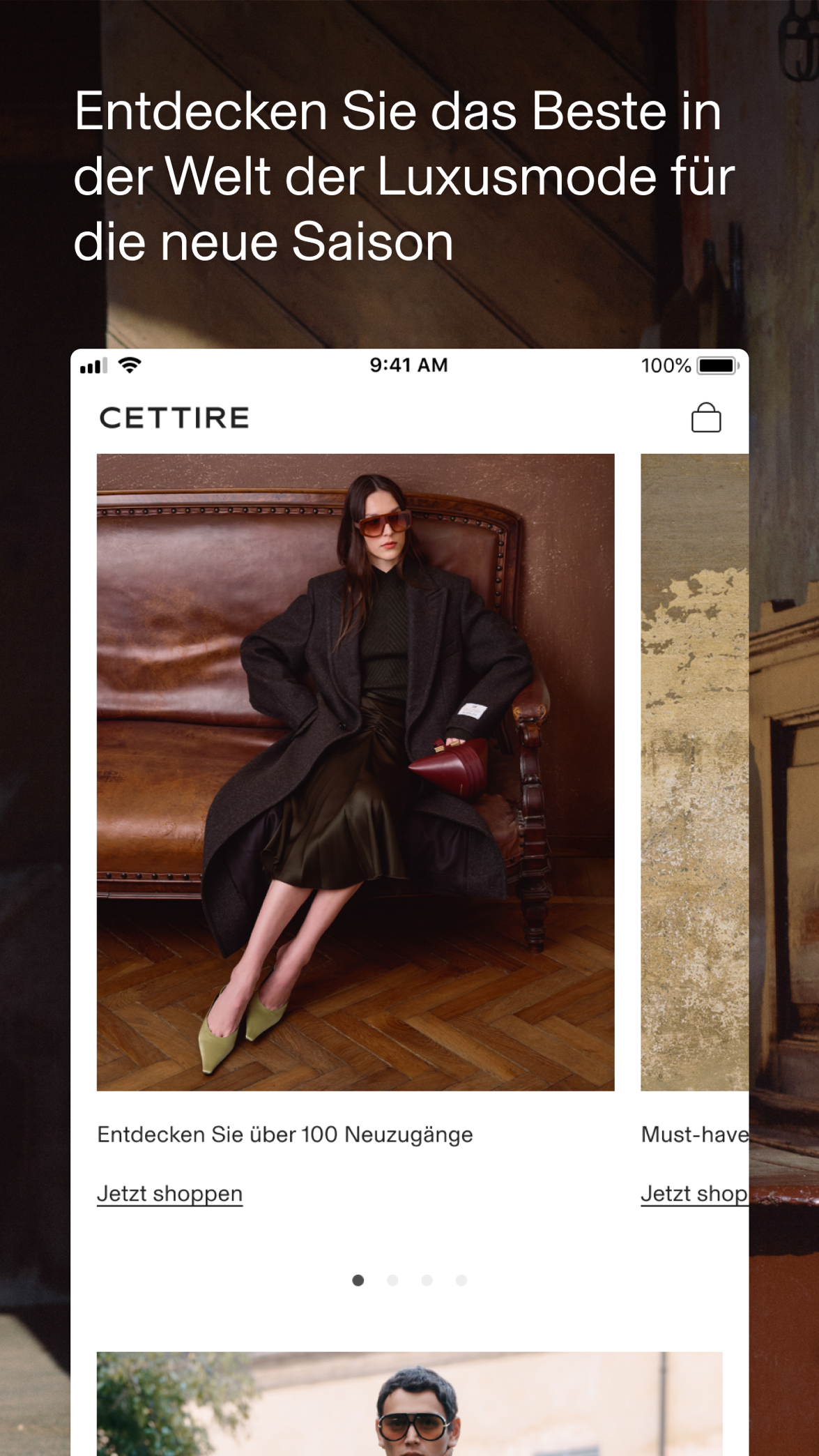 Deutschsprachige Cettire-App beim Entdecken von Designermode