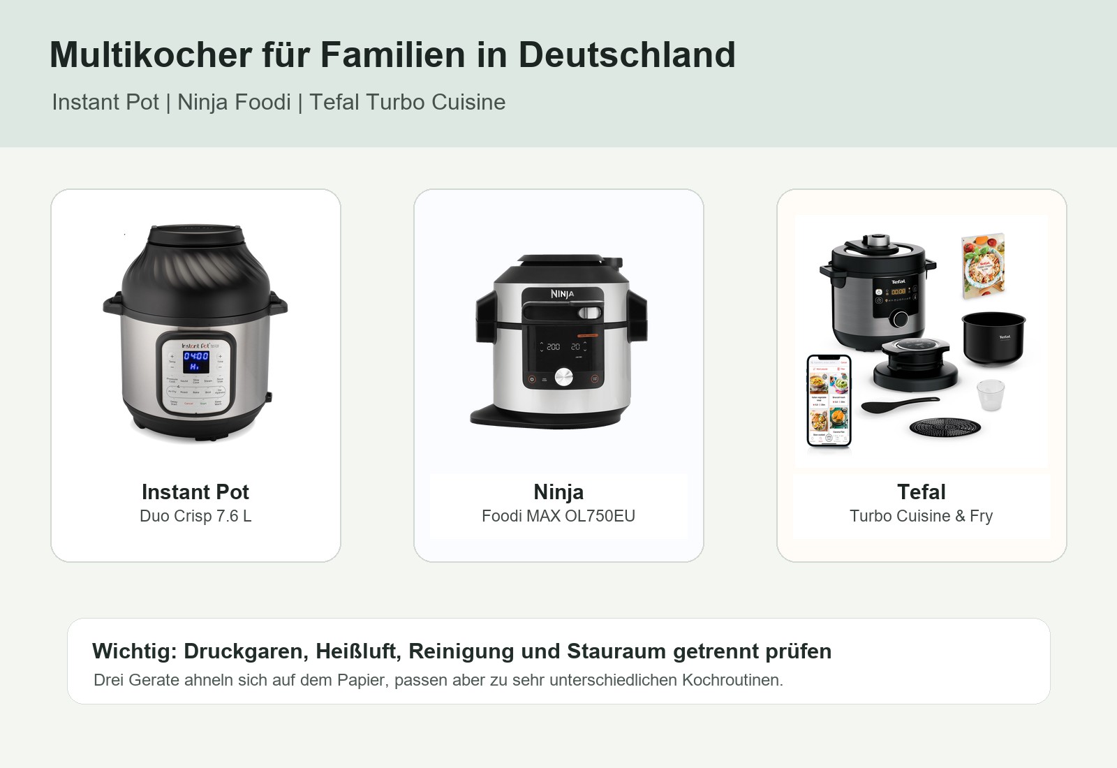 Multikocher in Deutschland: Instant Pot Duo Crisp, Ninja Foodi und Tefal Turbo Cuisine einordnen