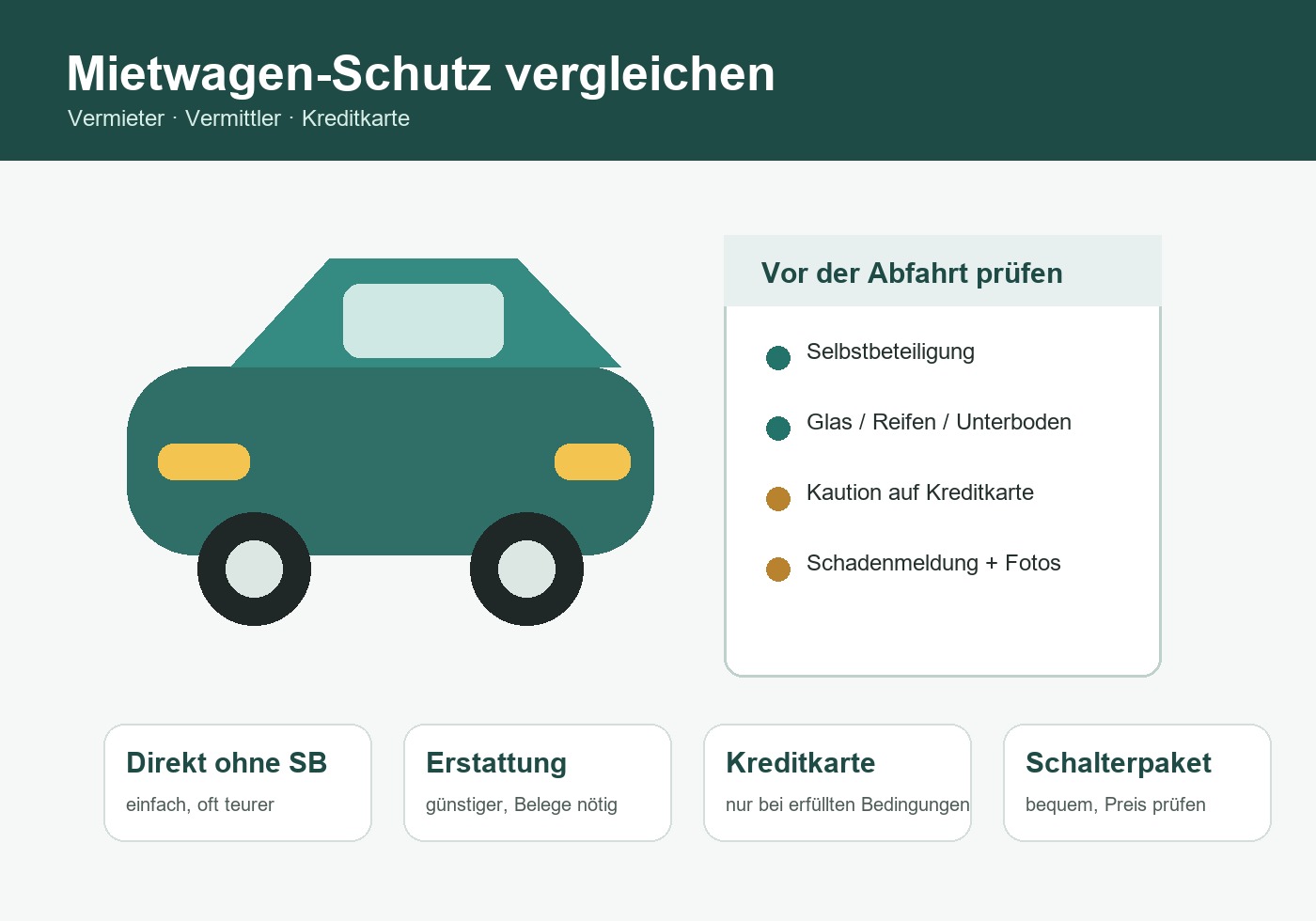Mietwagenversicherung in Deutschland: Vermieter, Vermittler oder Kreditkarte?