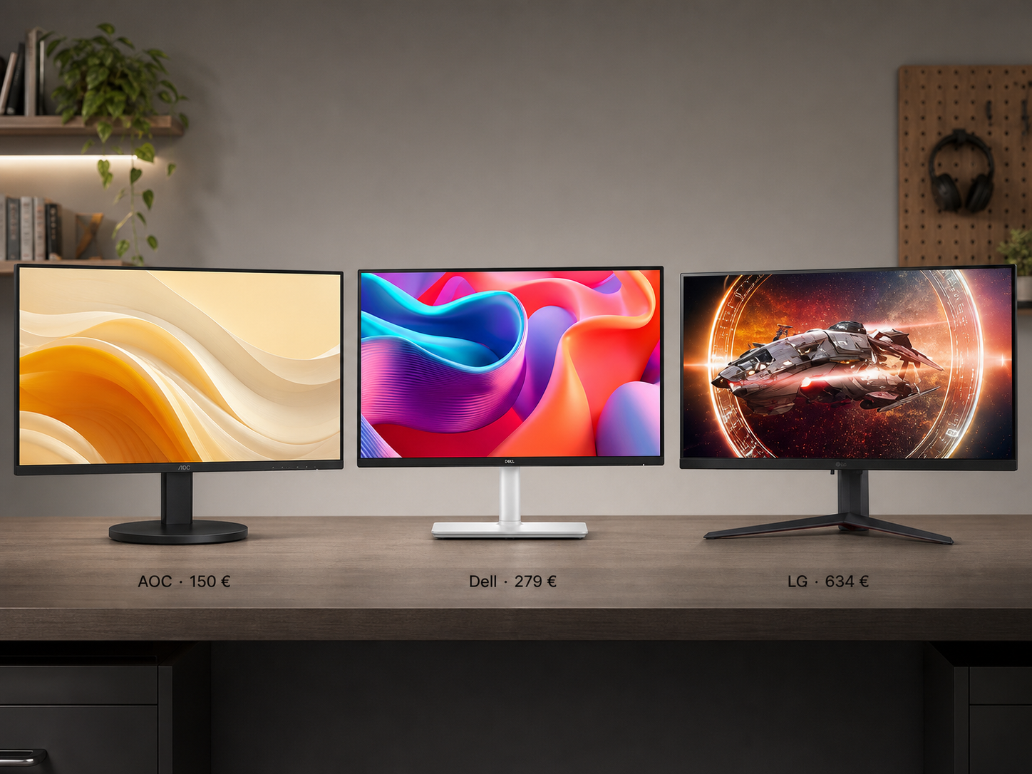 AOC、Dell 和 LG 三款不同价位的 27 英寸显示器对比