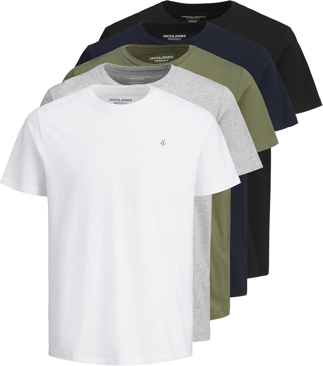JACK & JONES weiße T-Shirts im 5er-Pack
