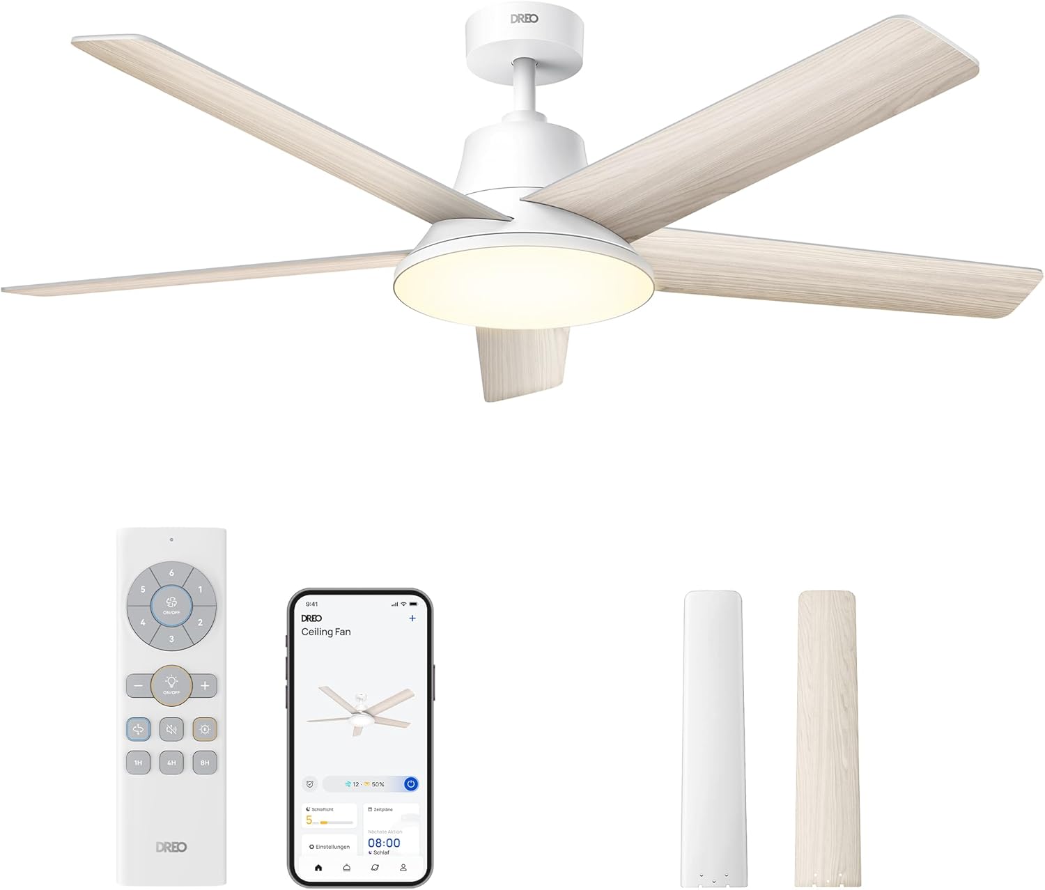 DREO 132cm 智能带灯吊扇 135.99 EUR,来自 Amazon.de