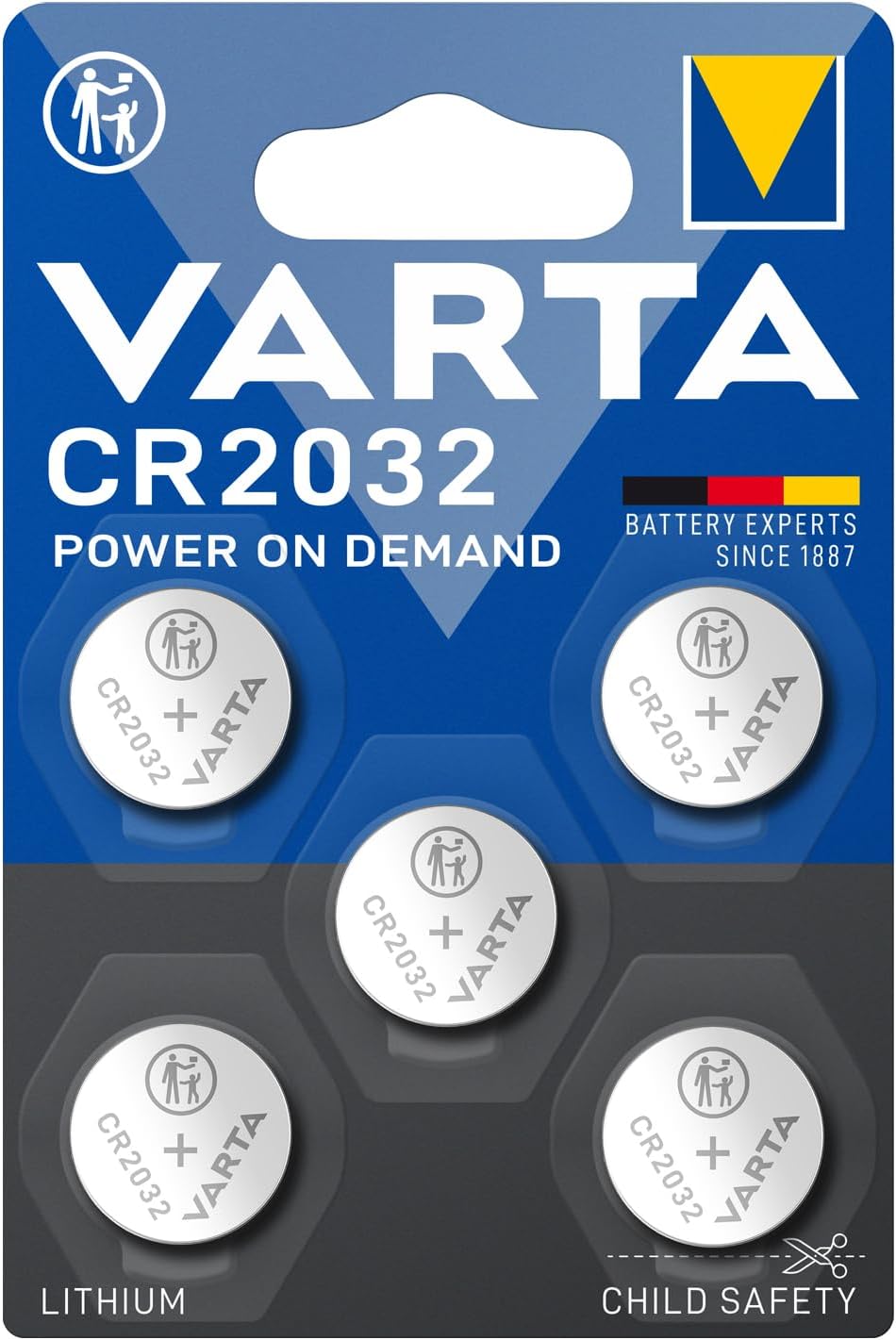 VARTA CR2032 锂纽扣电池 5 粒装
