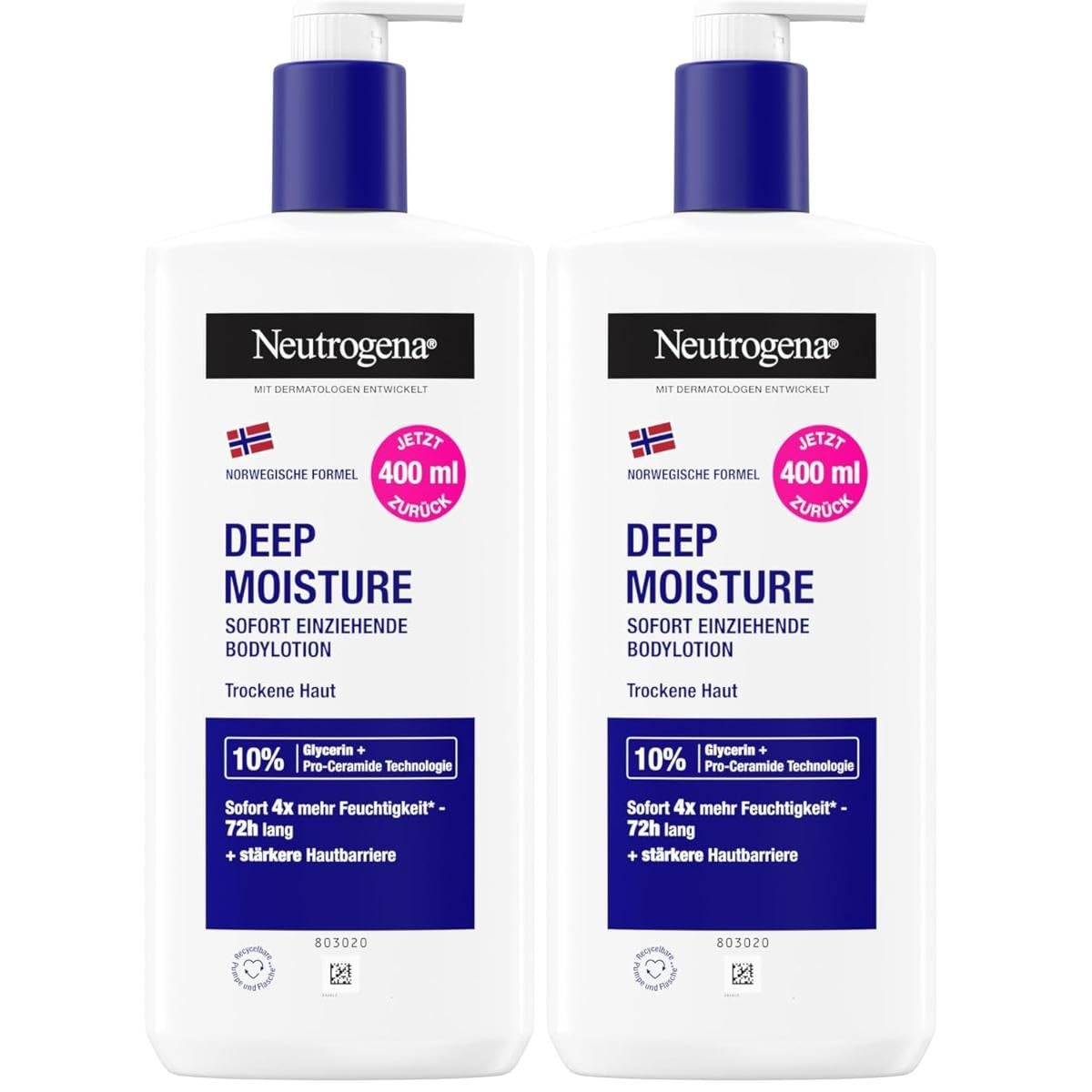 Neutrogena Deep Moisture 身体乳 2×400 ml,Amazon Spar-Abo 价 6.28 EUR