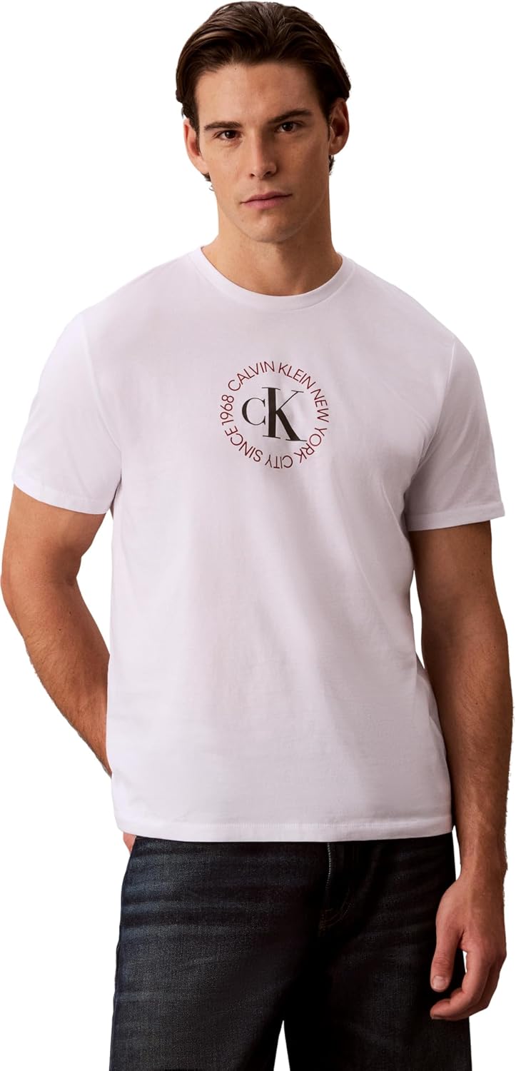 Calvin Klein Word Circle Graph T-Shirt Brilliant White, Größe 2XL