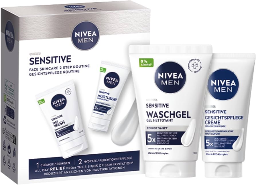 NIVEA MEN Sensitive Waschgel und Gesichtspflege Set