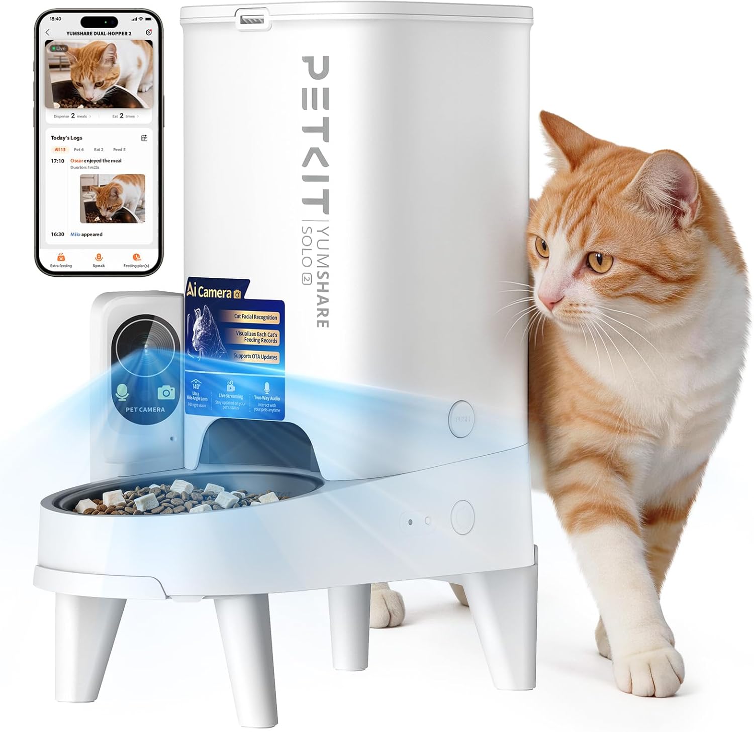 带摄像头的 PETKIT YumShare Solo 2 智能喂食器