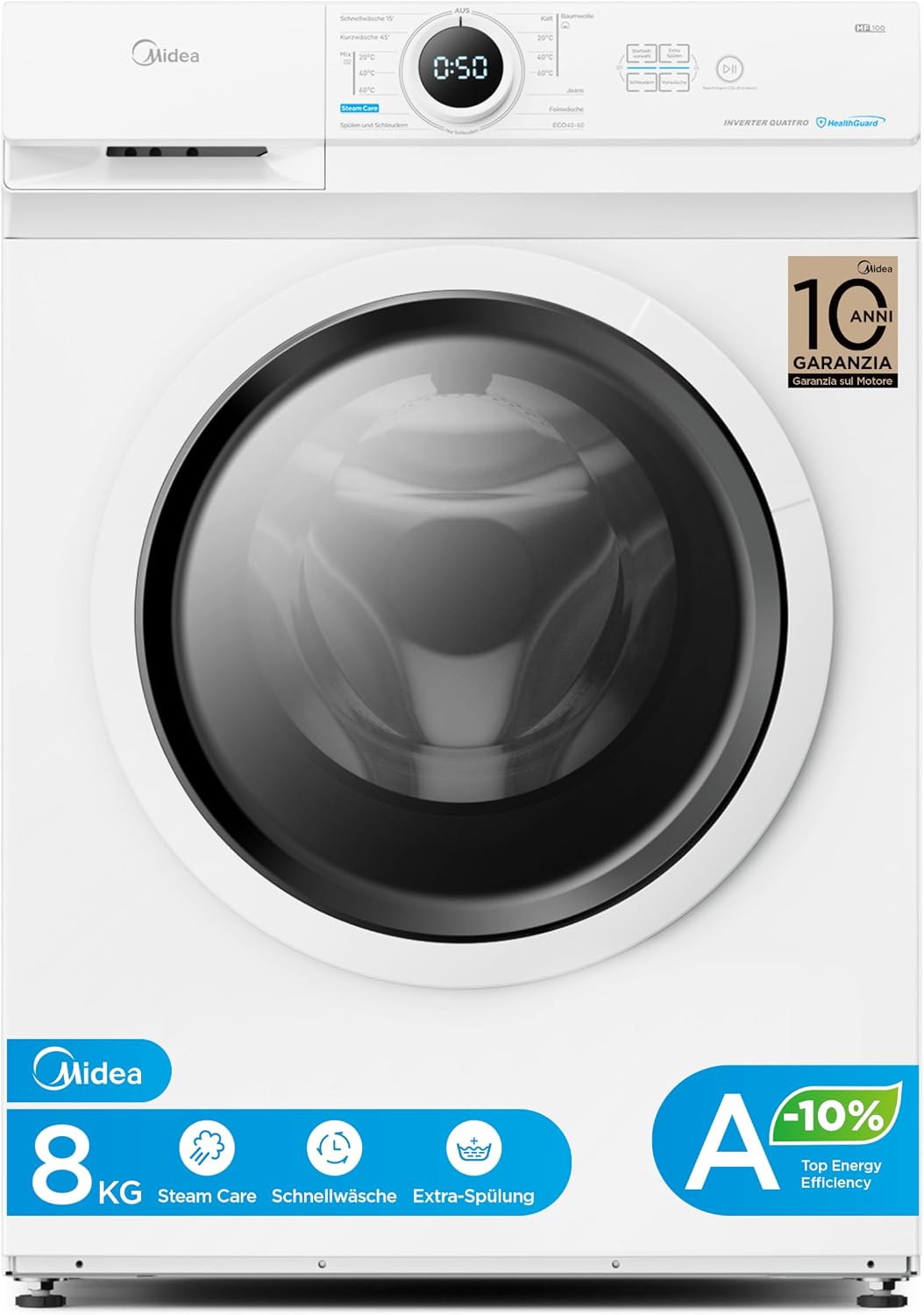 Midea MF10EW80BA10 Waschmaschine mit 8 kg Fassungsvermögen