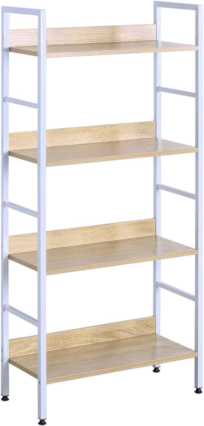 WOLTU RGB9304hei Standregal in Weiß und heller Eiche