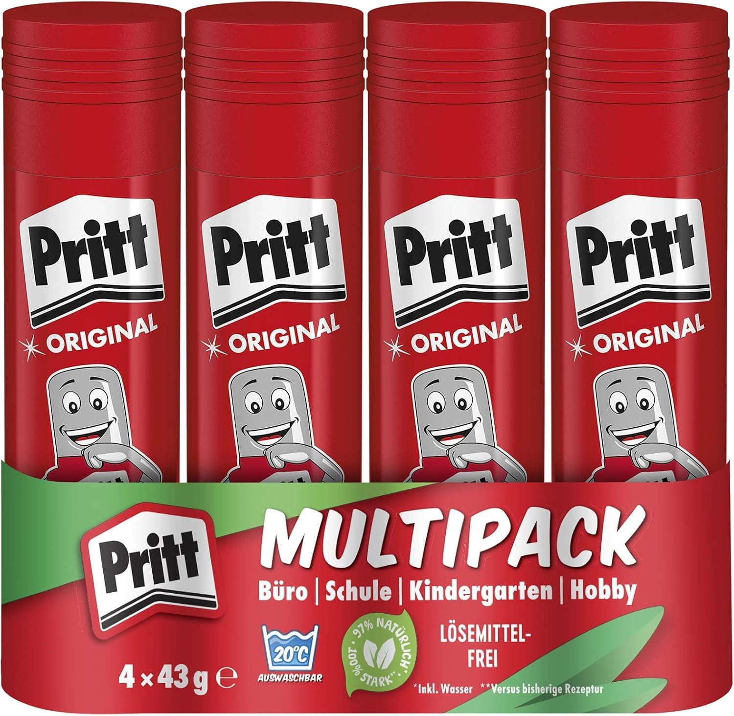 Pritt 固体胶 4 支装，每支 43g