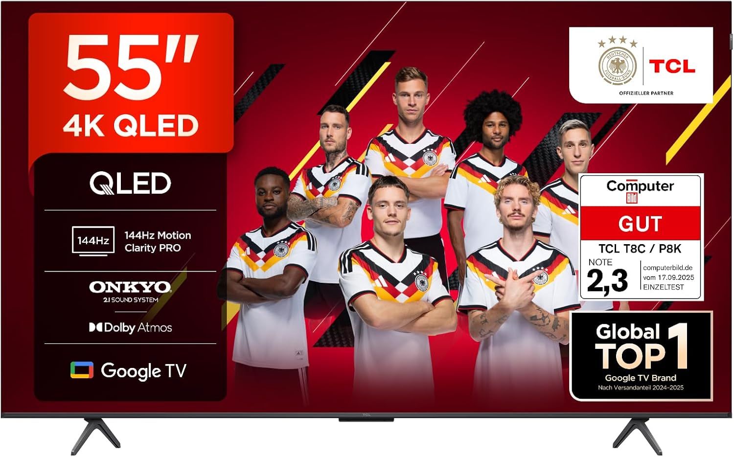 TCL 55T8C 55英寸QLED电视 365 EUR,参考UVP 549 EUR
