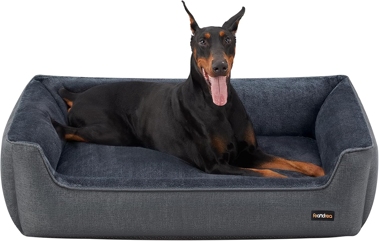 Dunkelgraues Feandrea XXL-Hundebett mit erhöhtem Rand