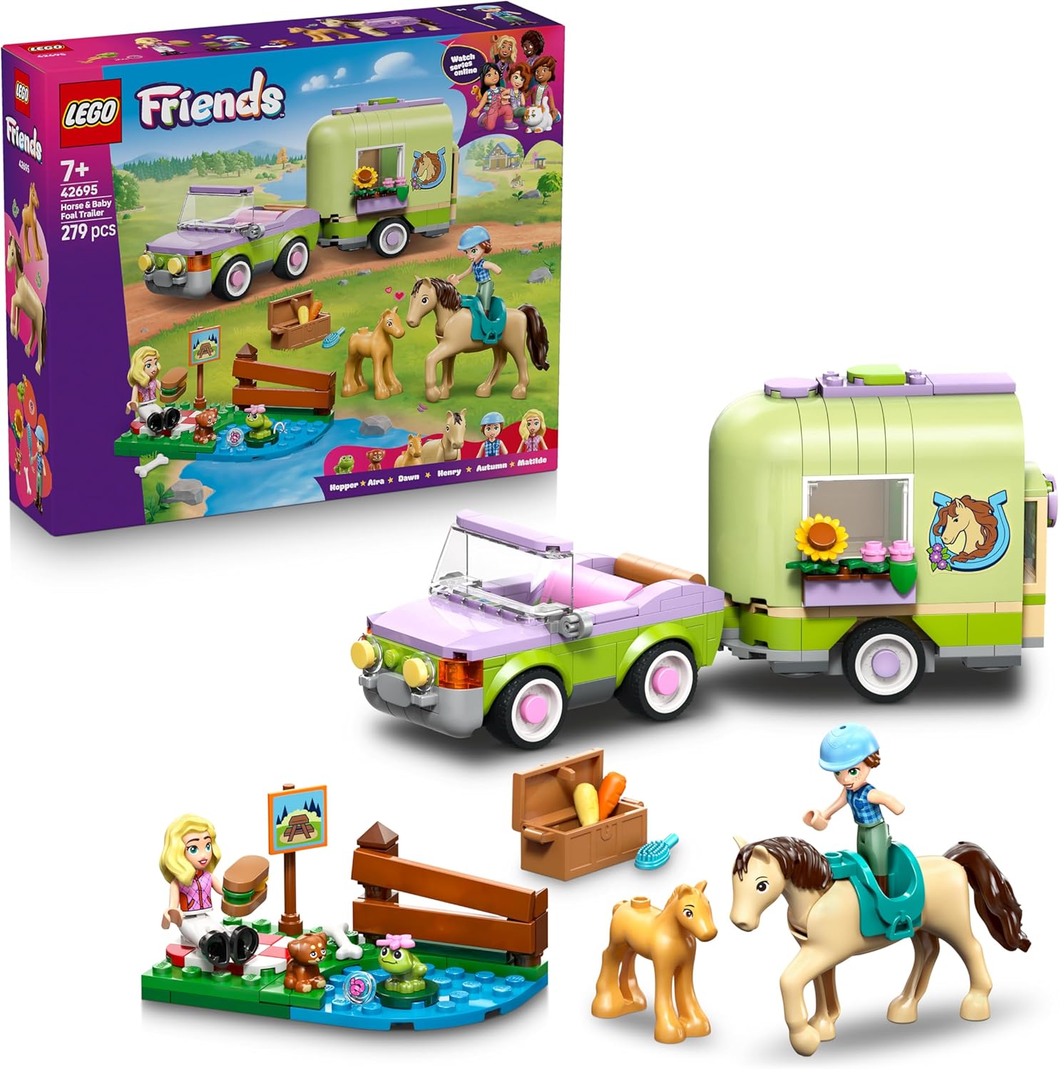 LEGO Friends 42695 Pferd und Fohlen mit Pferdeanhänger