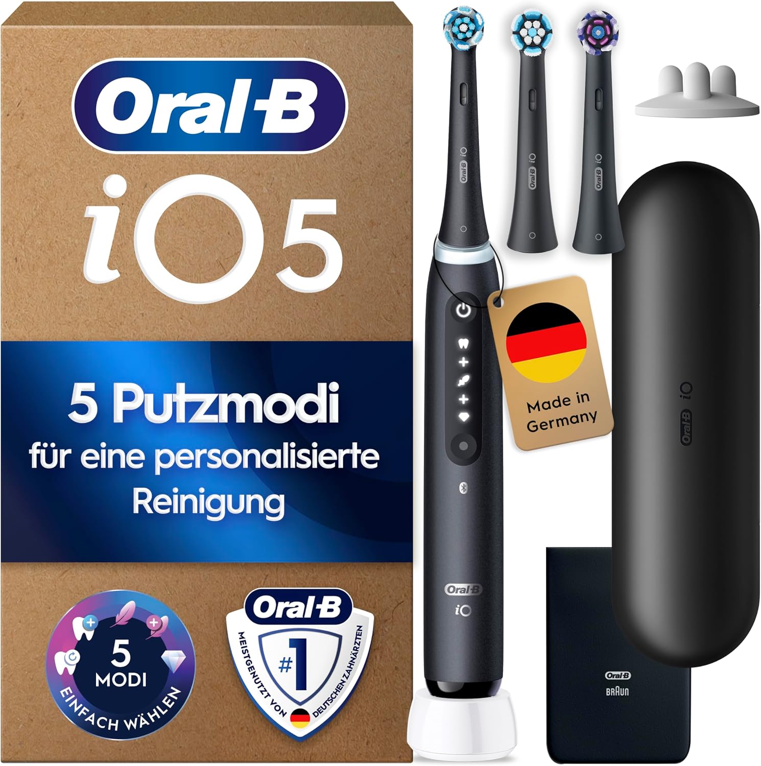 黑色 Oral-B iO Series 5 电动牙刷套装及配件