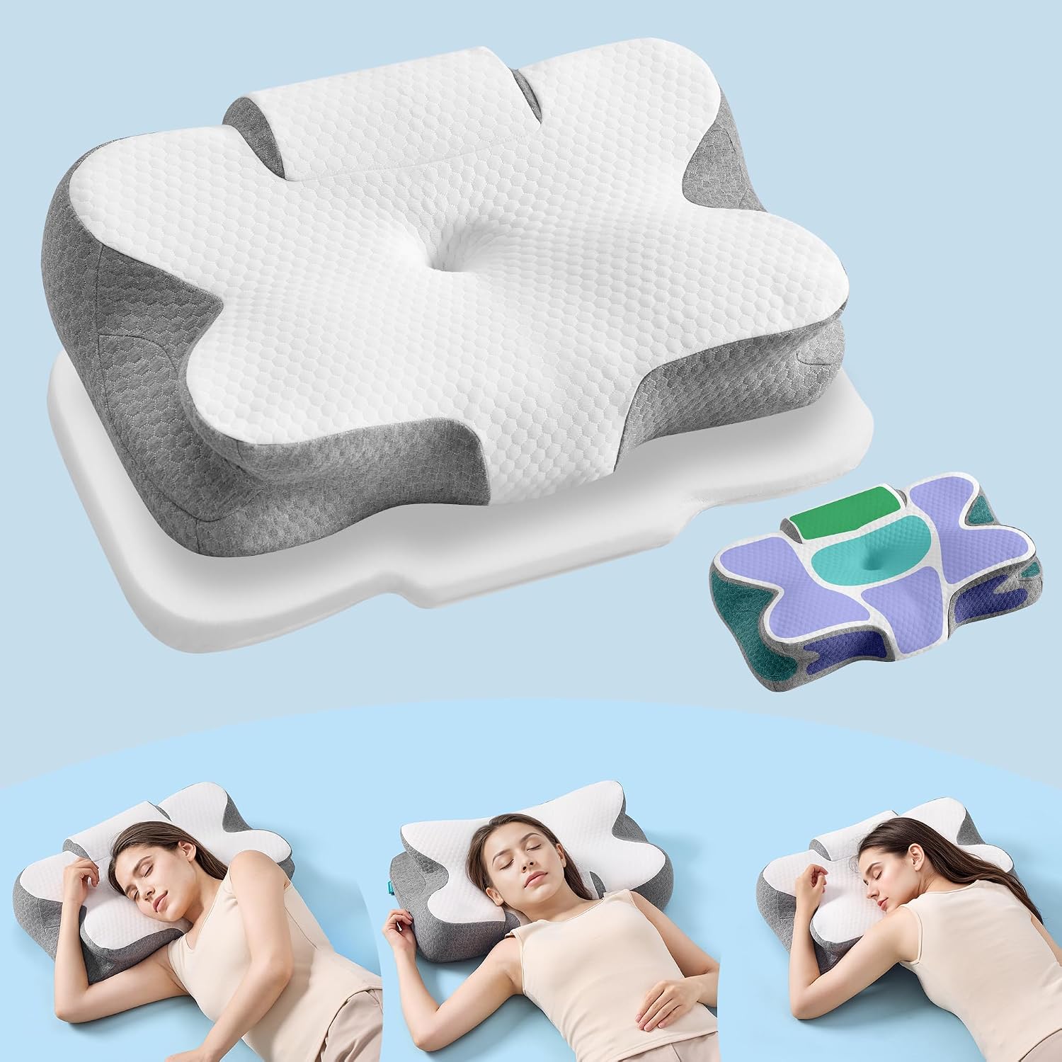 SONGMICS ergonomisches Memory-Foam-Nackenkissen offizielles Amazon Produktbild