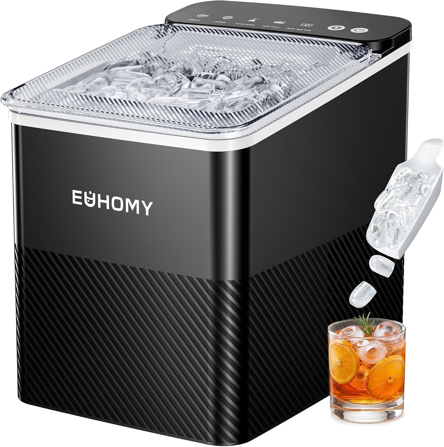 Schwarze EUHOMY IM021 Eiswürfelmaschine