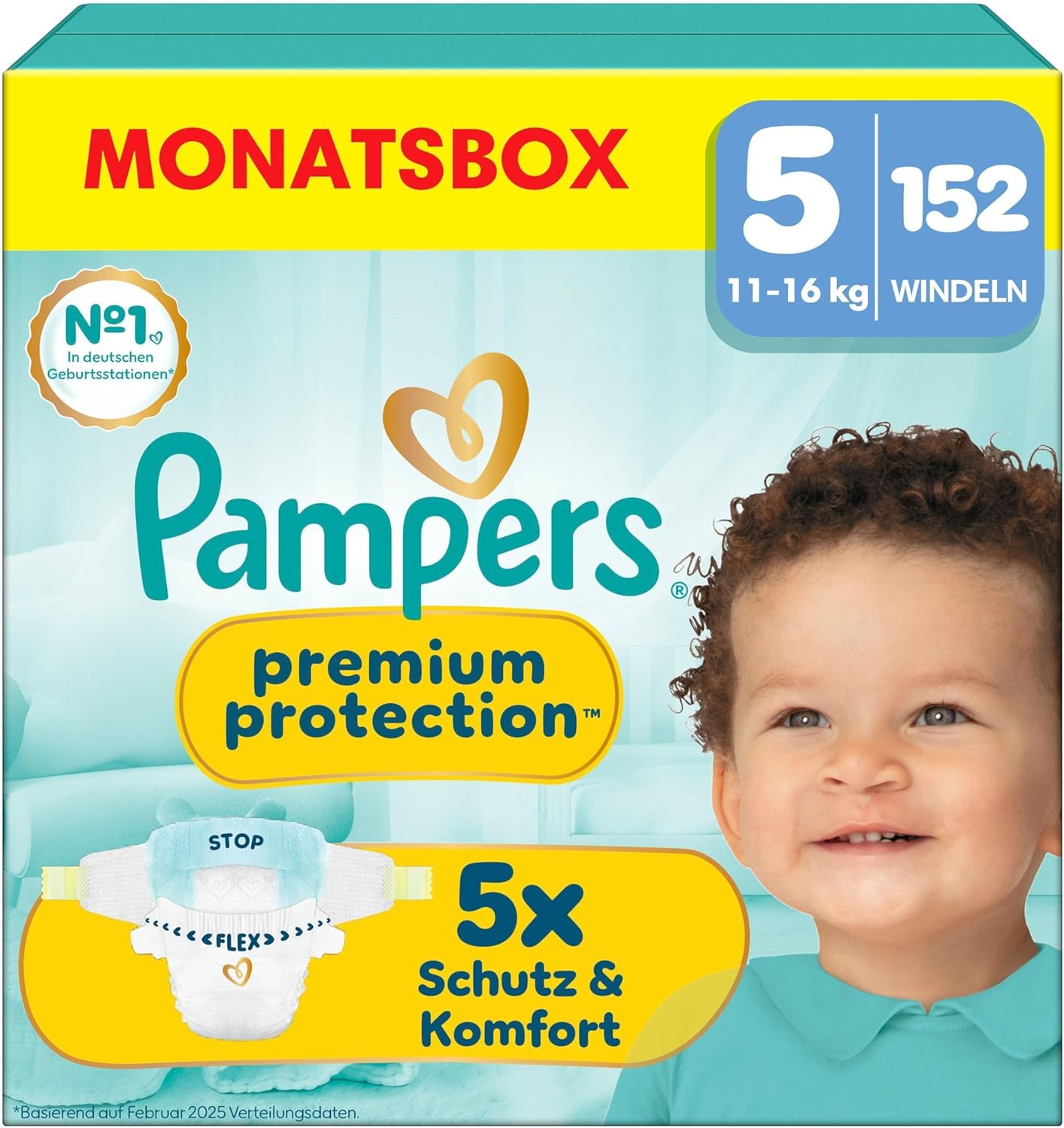 Pampers Premium Protection Größe 5 Monatsbox mit 152 Windeln