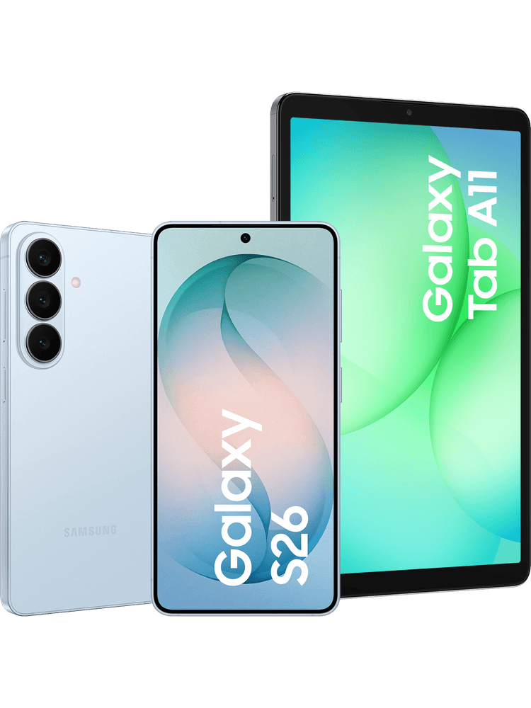 Samsung Galaxy S26 256 GB Sky Blue und Galaxy Tab A11 Grey bei Klarmobil