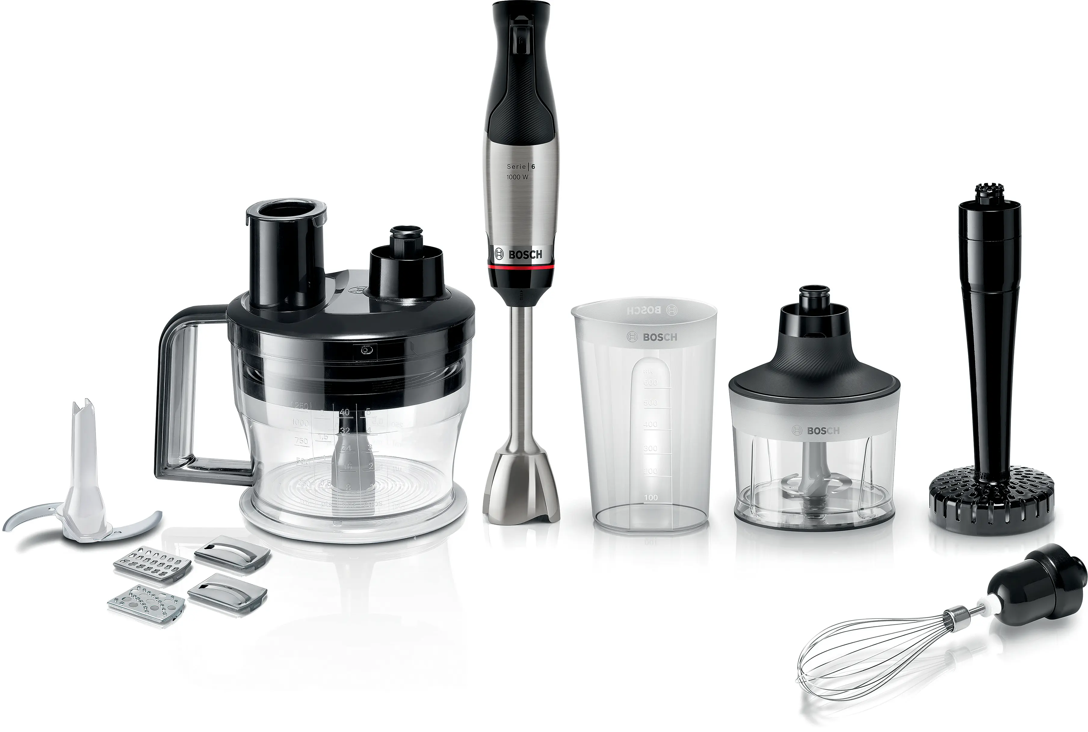 Bosch 博世 ErgoMaster Serie 6 1000W 手持搅拌机配紧凑食品处理套装(MSM6M673)