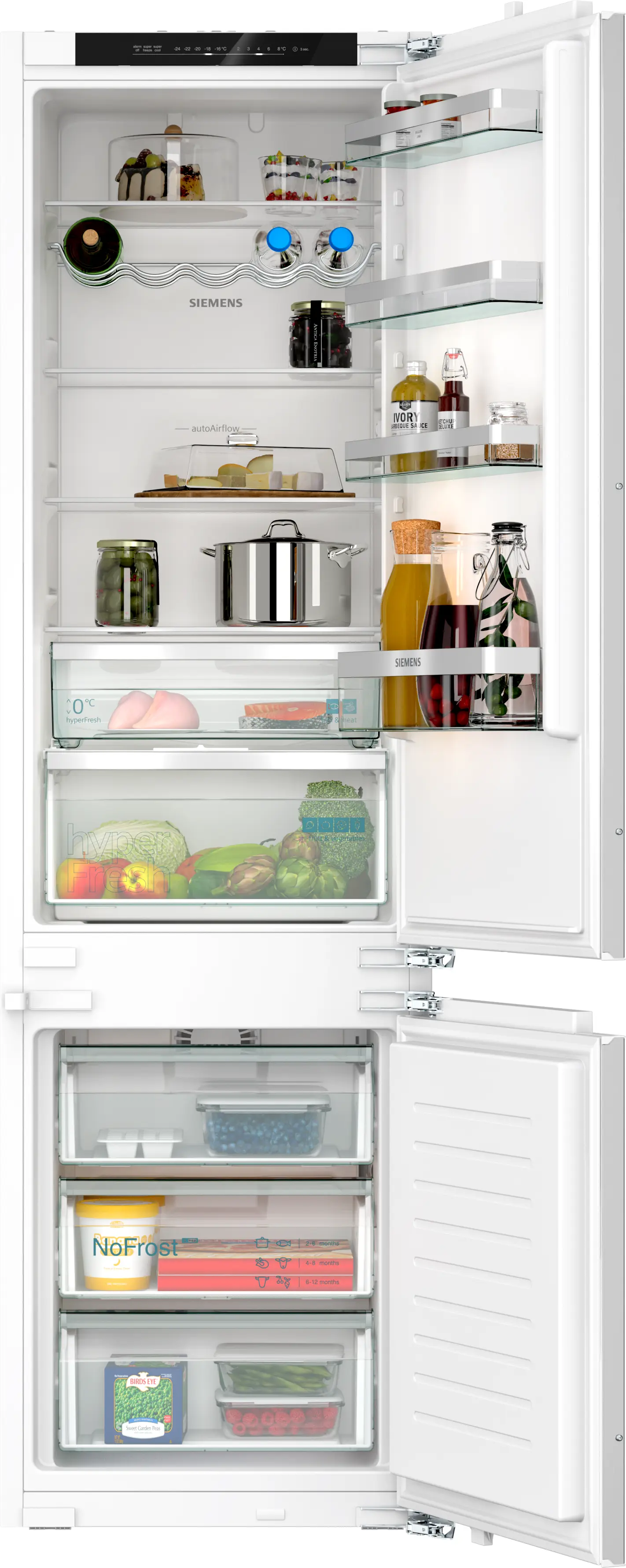 Siemens iQ300 cabinet-front dependent built-in fridge freezer with lower freezer compartment (KI96NVFD0)