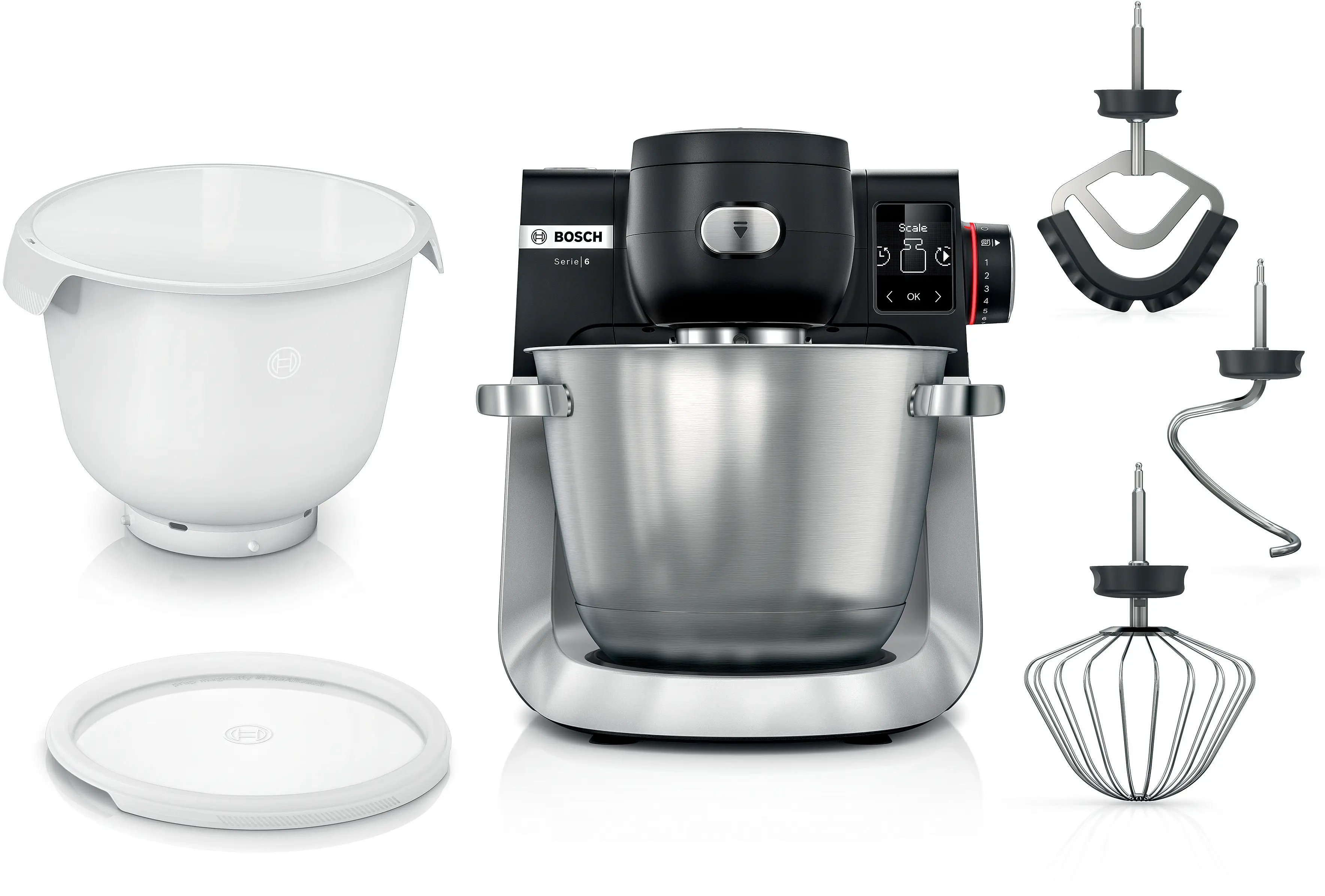 Bosch MUM Serie 6 1600 W two-bowl stand mixer with scale and timer (MUMS6ZS18)