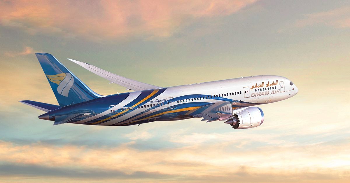 Boeing 787 in der offiziellen Lackierung von Oman Air