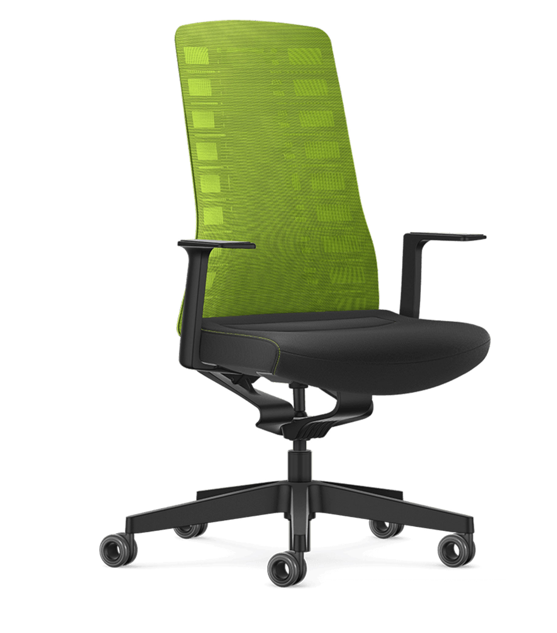 Interstuhl PURE Active 官方产品图，展示一体式活动靠背结构