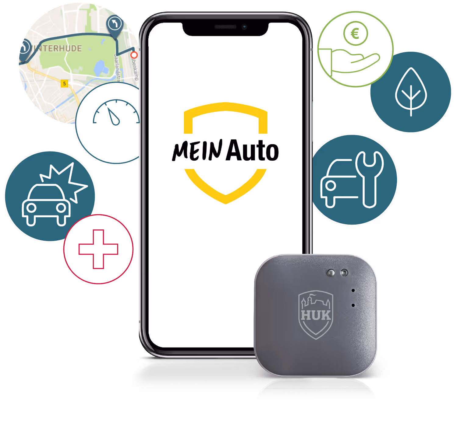 HUK Mein Auto App Funktionen