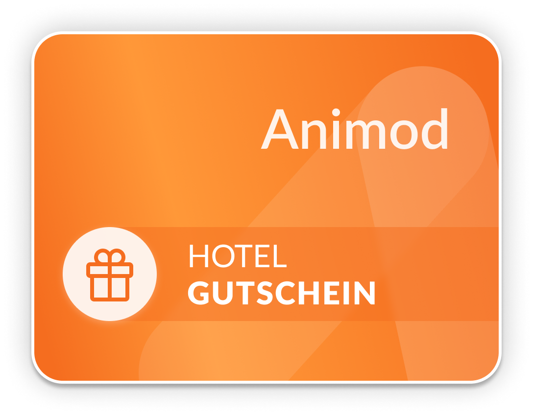 Offizielle orange Animod-Karte für einen Hotelgutschein