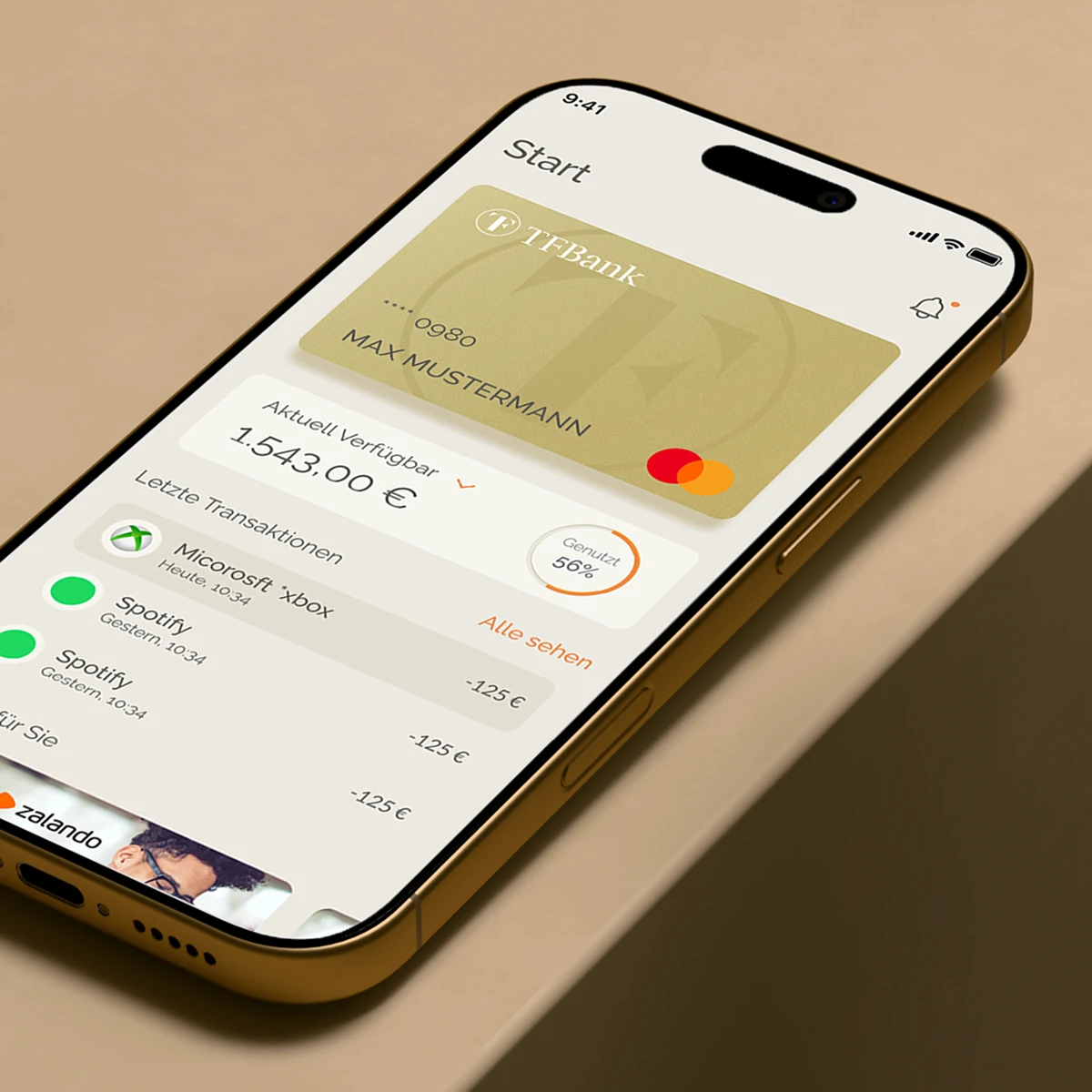 Offizielle Darstellung der TF Bank Mobile App