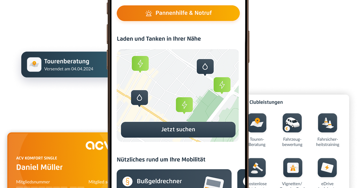Mitgliedschaftsverwaltung und digitale Pannenmeldung in der ACV App