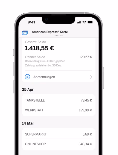 American Express 德国官方 Amex App 手机界面
